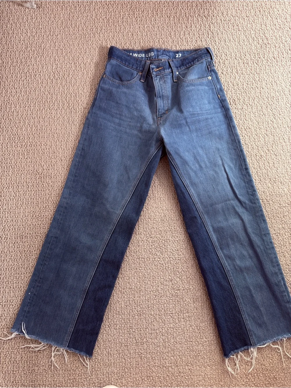 J. Crew Two-Tone Wide Leg Denim Jeans - Blue